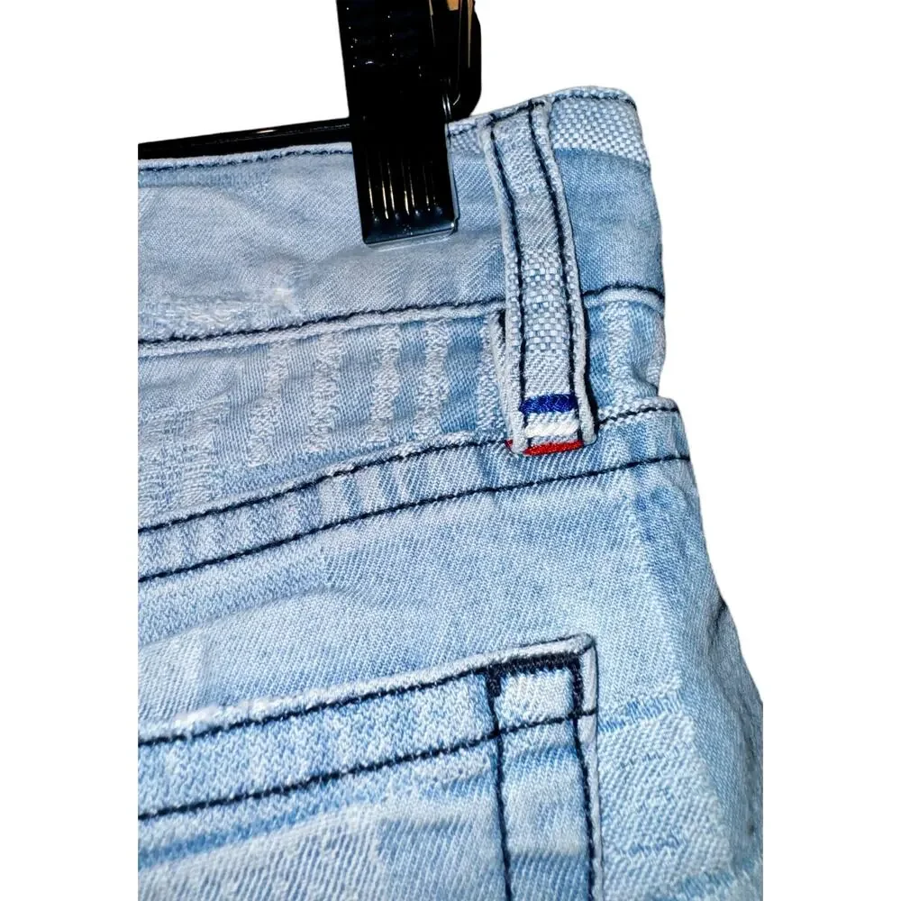 Etienne Marcel Patchwork Jean Shorts Women's Size 27 Hot Pants Blue Low Rise - Picture 7 of 10